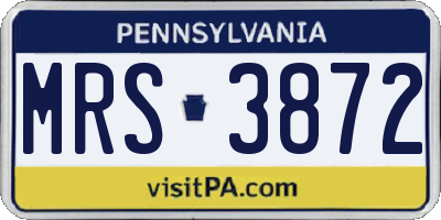 PA license plate MRS3872