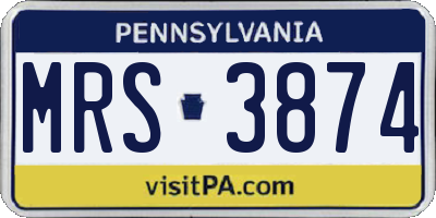 PA license plate MRS3874
