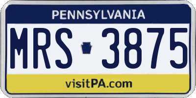 PA license plate MRS3875