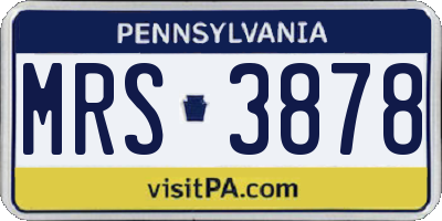 PA license plate MRS3878