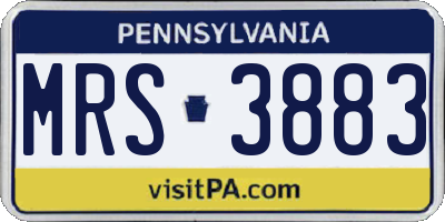 PA license plate MRS3883