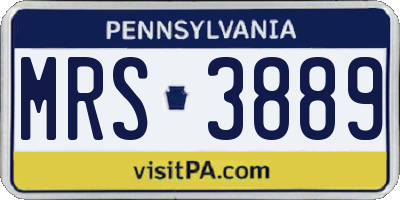 PA license plate MRS3889