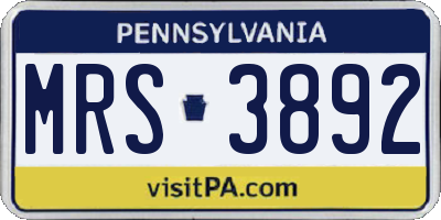 PA license plate MRS3892