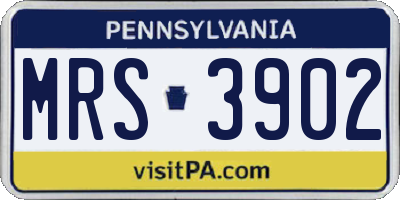 PA license plate MRS3902