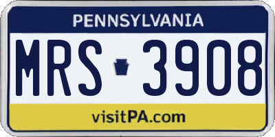 PA license plate MRS3908