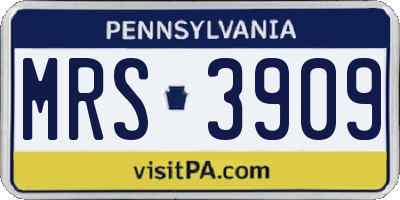 PA license plate MRS3909