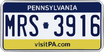 PA license plate MRS3916