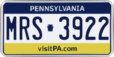 PA license plate MRS3922