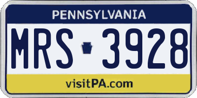PA license plate MRS3928