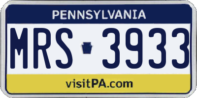 PA license plate MRS3933