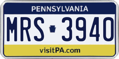 PA license plate MRS3940
