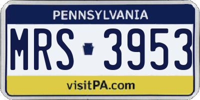 PA license plate MRS3953