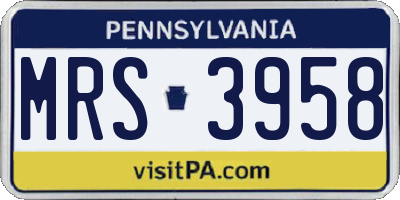 PA license plate MRS3958