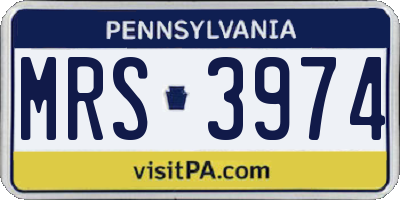 PA license plate MRS3974