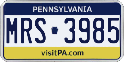 PA license plate MRS3985