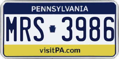 PA license plate MRS3986