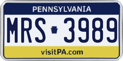 PA license plate MRS3989