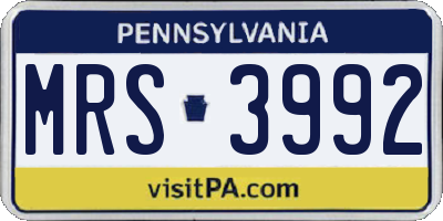 PA license plate MRS3992