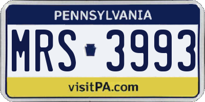 PA license plate MRS3993