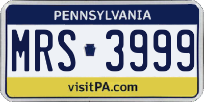 PA license plate MRS3999