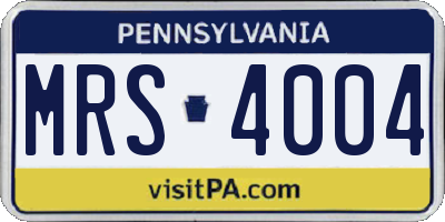 PA license plate MRS4004