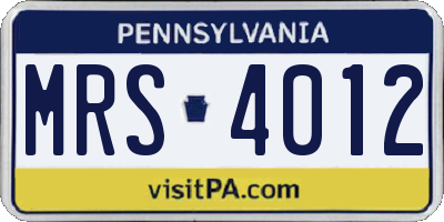 PA license plate MRS4012