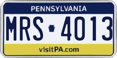 PA license plate MRS4013