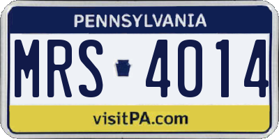 PA license plate MRS4014