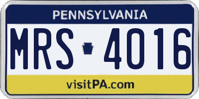 PA license plate MRS4016