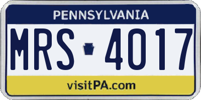 PA license plate MRS4017