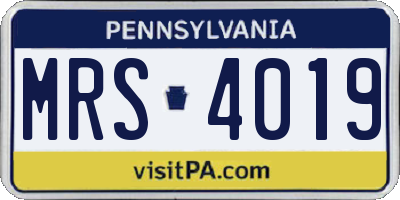PA license plate MRS4019