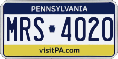 PA license plate MRS4020