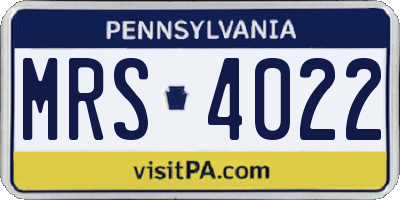 PA license plate MRS4022
