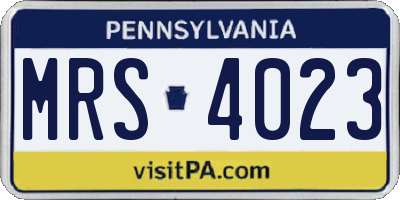 PA license plate MRS4023