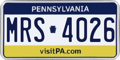 PA license plate MRS4026