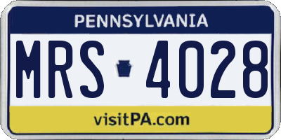 PA license plate MRS4028