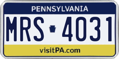 PA license plate MRS4031
