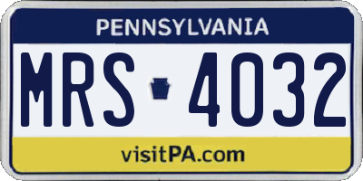 PA license plate MRS4032