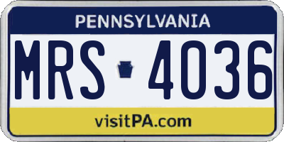 PA license plate MRS4036