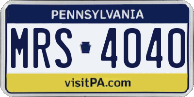 PA license plate MRS4040