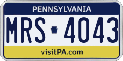 PA license plate MRS4043