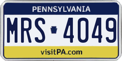 PA license plate MRS4049
