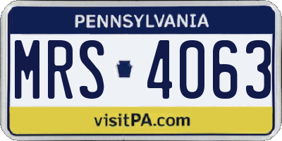 PA license plate MRS4063
