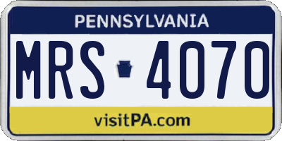 PA license plate MRS4070
