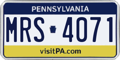 PA license plate MRS4071