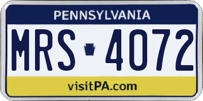PA license plate MRS4072
