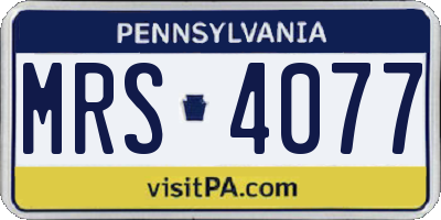 PA license plate MRS4077