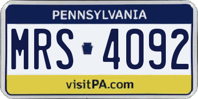 PA license plate MRS4092