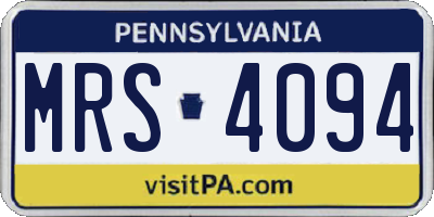 PA license plate MRS4094