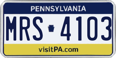 PA license plate MRS4103